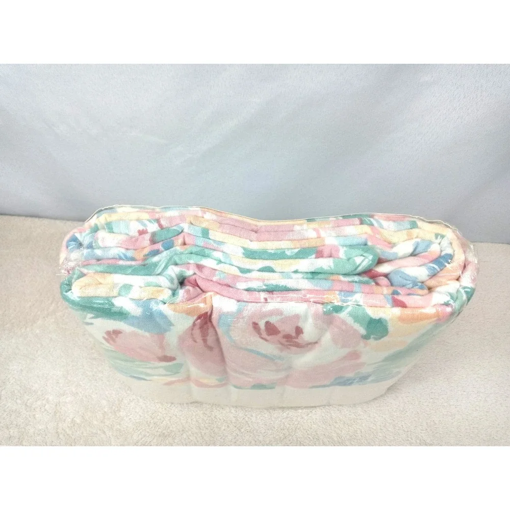 NOS Vintage Westpoint Stevens King Flat Sheet‎ Cotton Flannel Floral Irregular